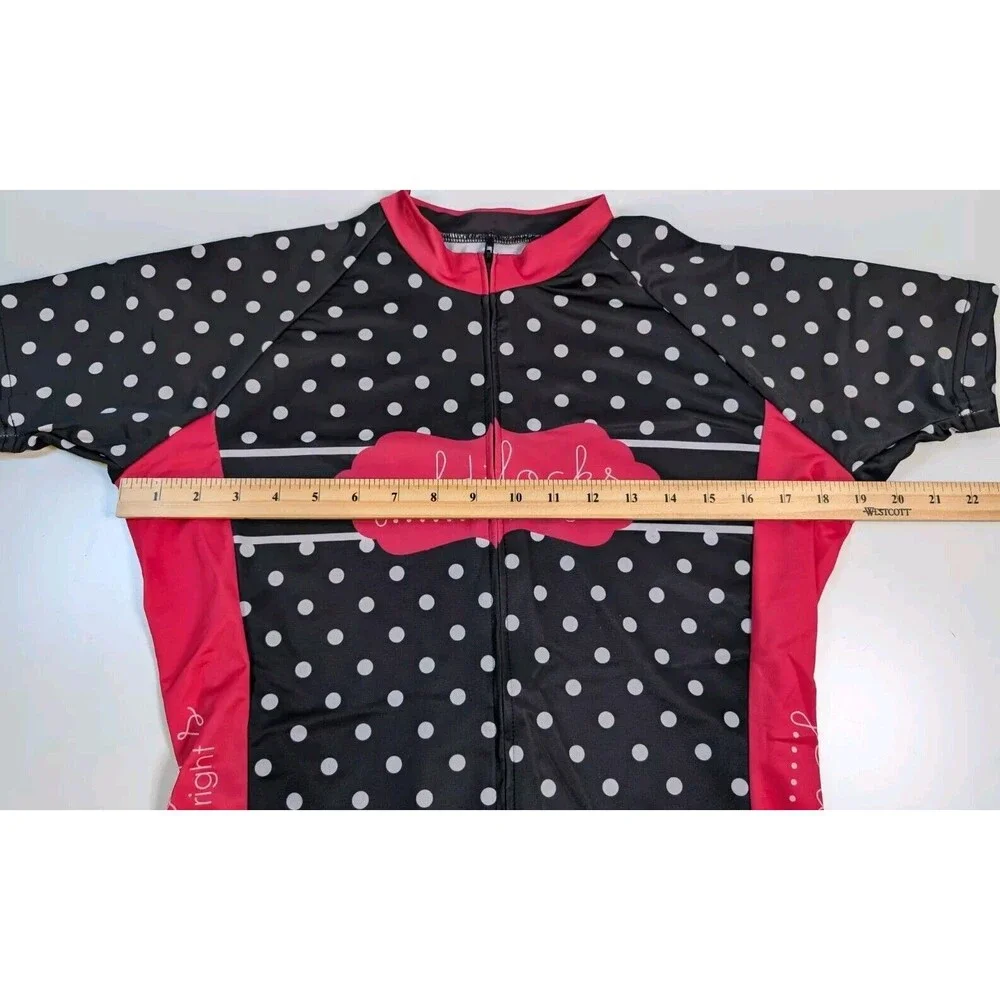 Albion Goldilocks Cycling Bike Bicycle Jersey Polka Dot Full Zip Med Just Right